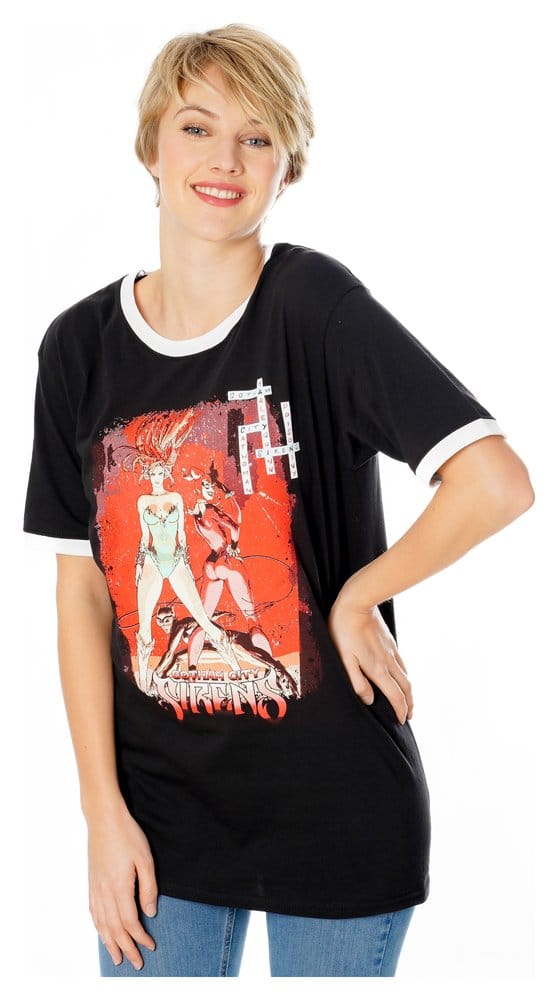 Gotham City Sirens T-Shirt Crossword Black Ringer (S)