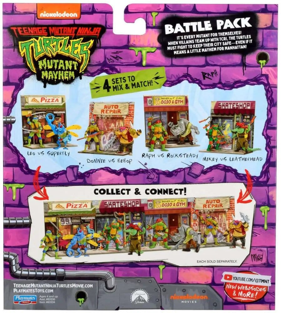 Ninja Turtles: Teenage Years Battle Pack figurines Raphael vs. Rocksteady 11 cm