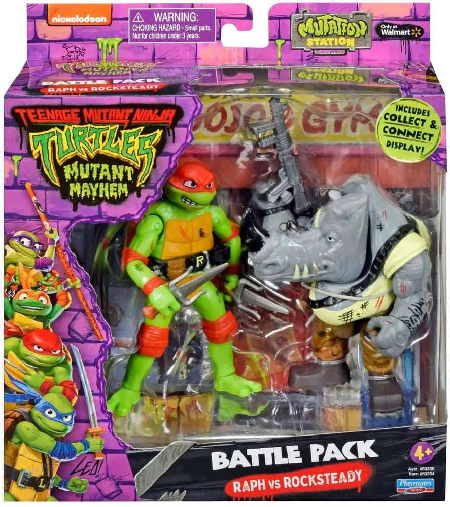 Ninja Turtles: Teenage Years Battle Pack figurines Raphael vs. Rocksteady 11 cm