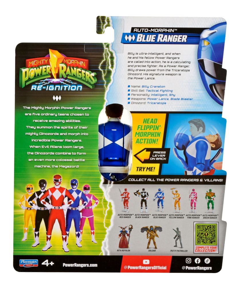 Power Rangers Figurine Auto-Morphin Blue Ranger 12 cm