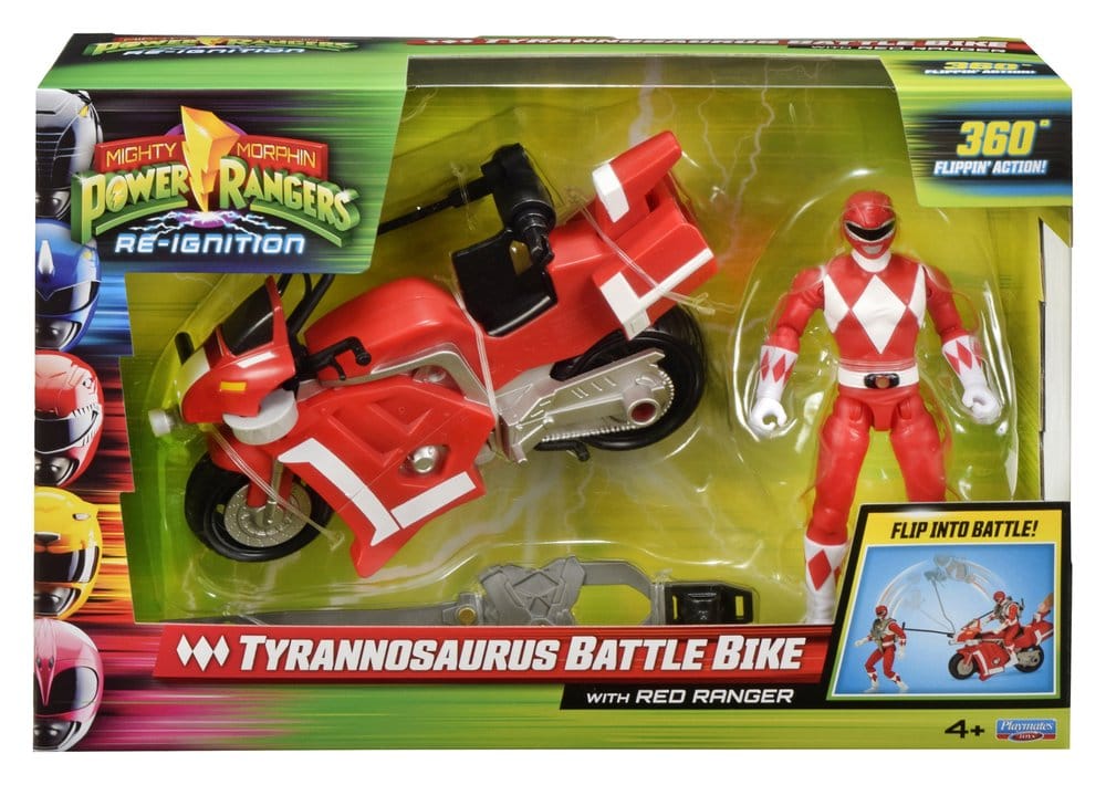 Power Rangers Battle Bike véhicule Tyrannosaurus Rex with Red Ranger 18 cm