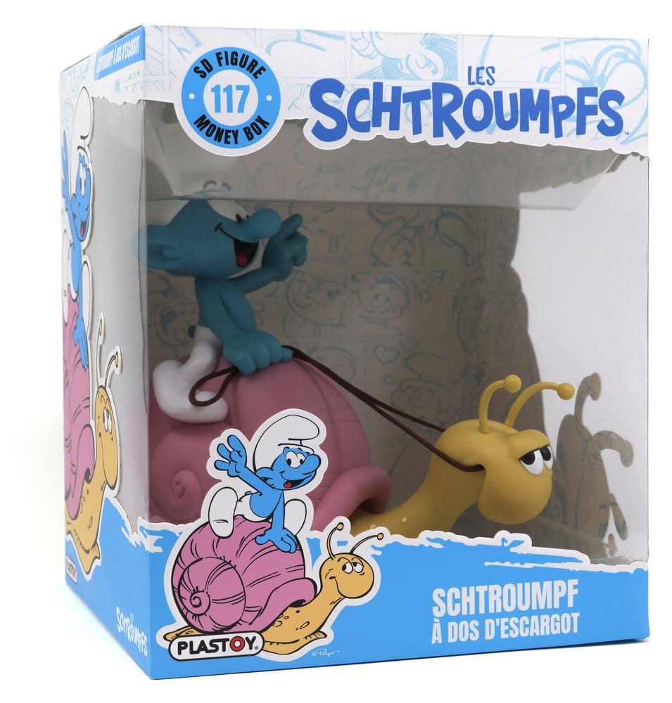 Les Schtroumpfs: Tirelire Smurf on a Snail's Back 19 cm