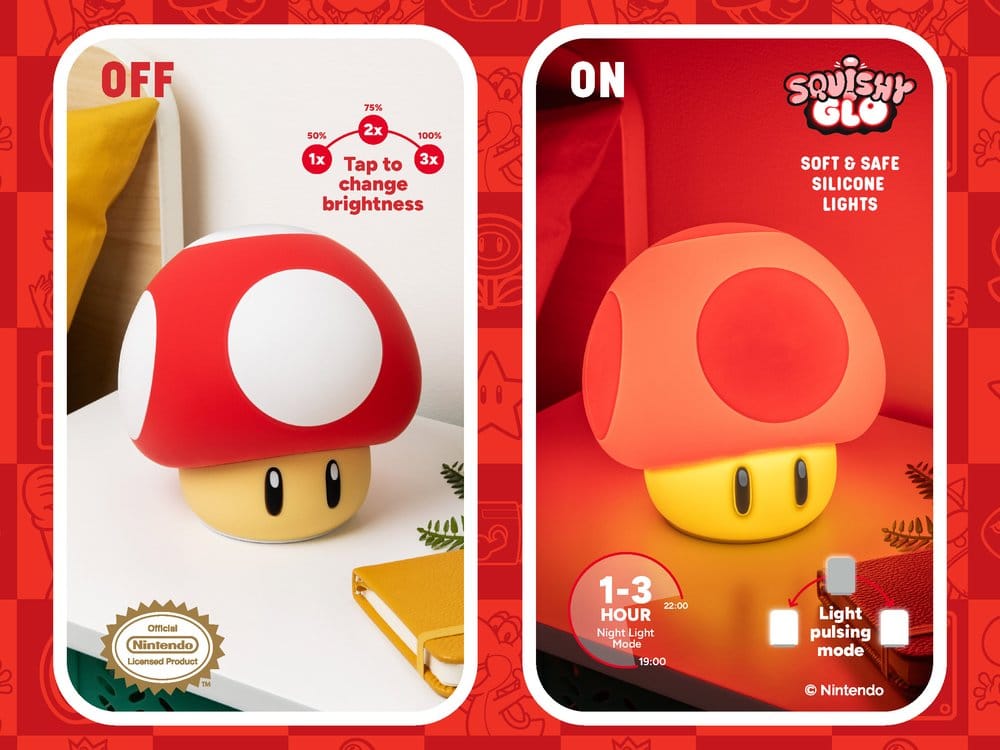 Super Mario SquishyGlo lampe Super Mushroom Rechargeable 15 cm