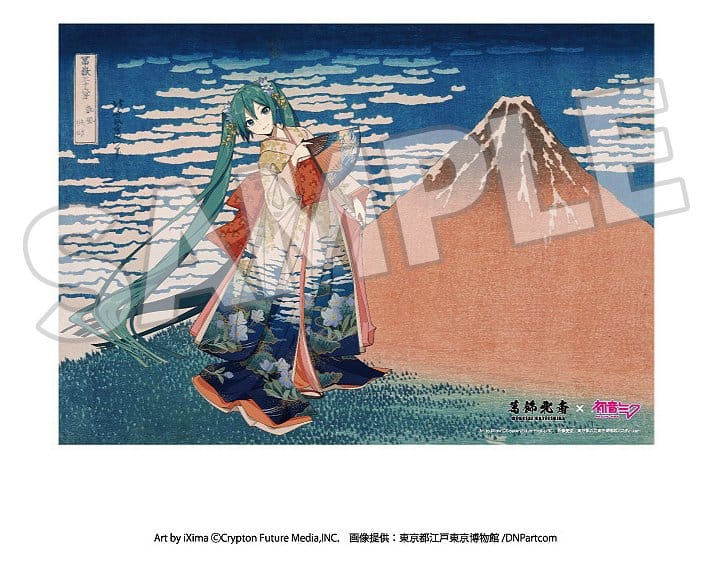 Katsushika Hokusai x Hatsune Miku Panneau acrylique Thirty-six Views of Mount Fuji Fine Wind, Clear Morning 30 cm