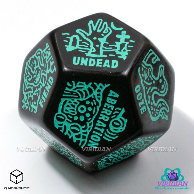 Viridian Jumbo dé Monster Generator Die D12 Noir