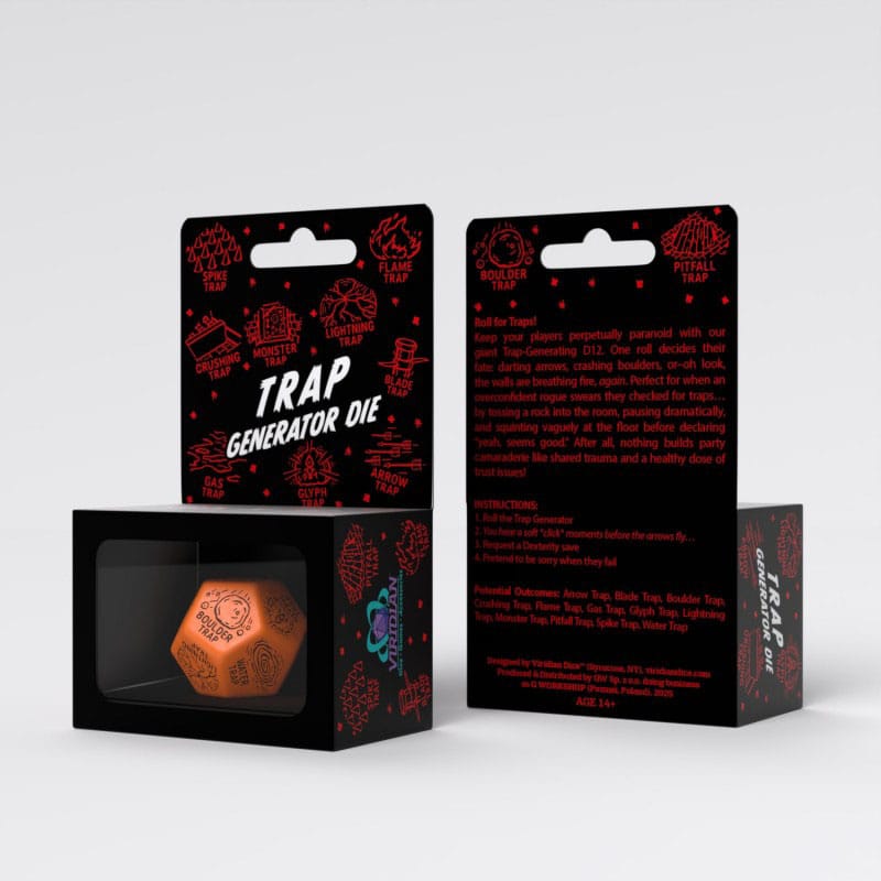 Viridian Jumbo dé Trap Generator Die D12 Orange