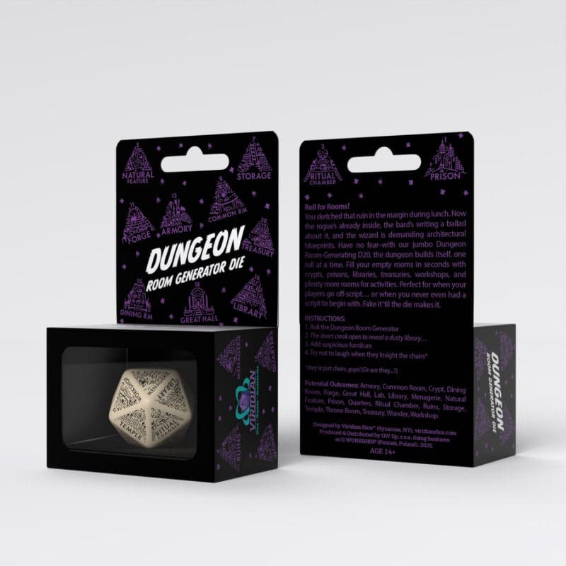 Viridian Jumbo dé Dungeon Room Generator D20 Beige