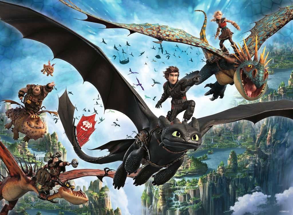 Dragons puzzle pour enfants XXL Dragons & Heroes (150 pièces)