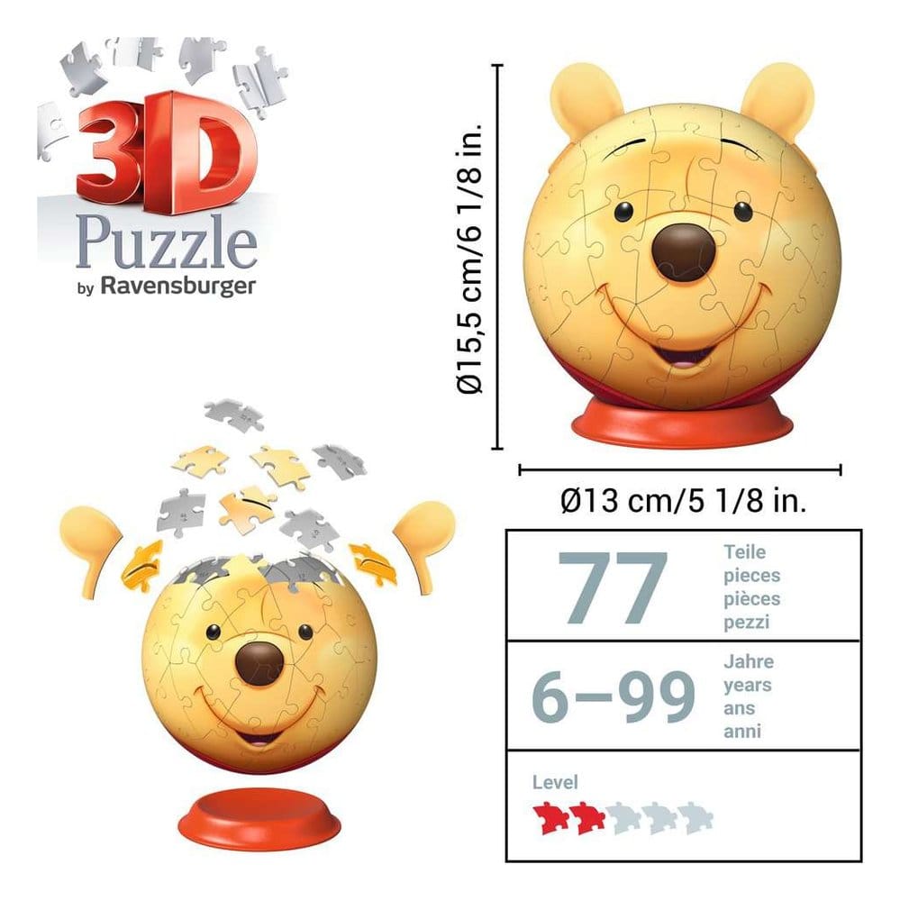 Winnie l'Ourson 3D puzzle Ball avec oreilles (77 pièces)