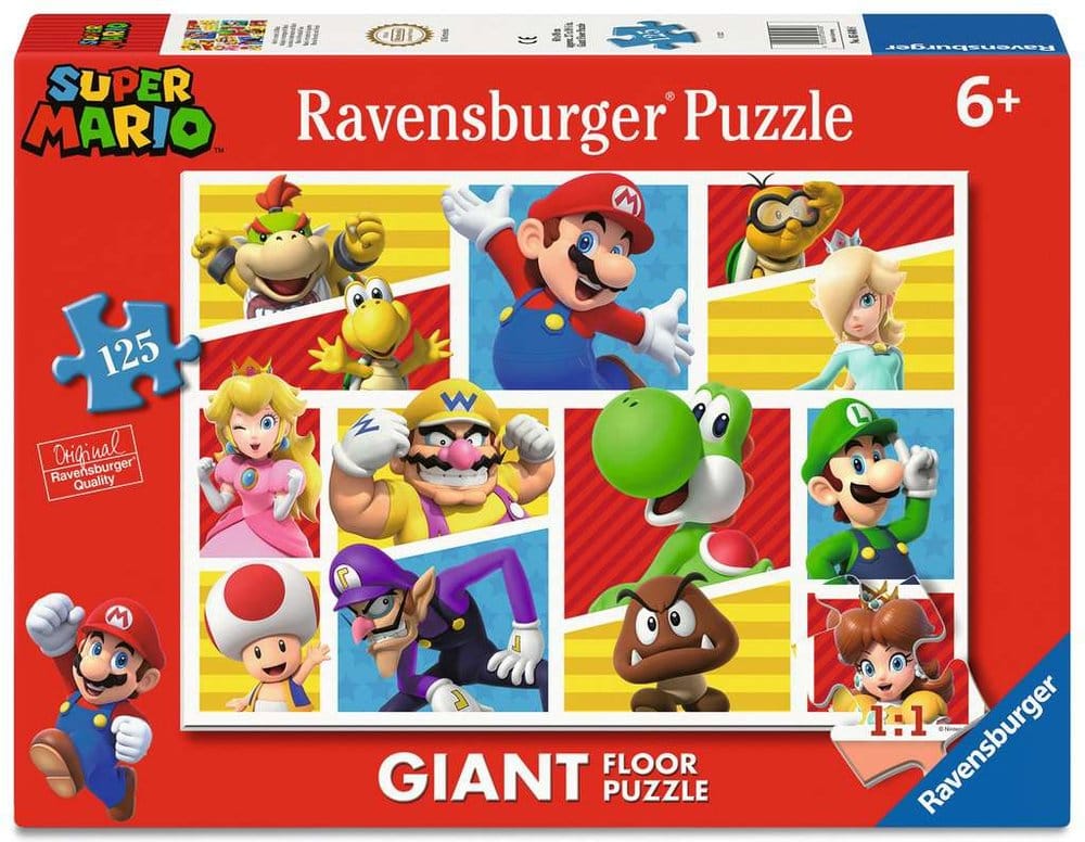Super Mario puzzle Giant Floor Les Amis et Ennemis de Mario (125 pièces)