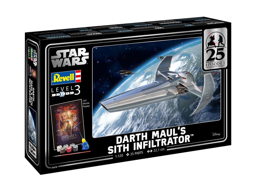 Star Wars Episode I kit complet maquette 1/120 Darth Maul's Sith Infiltrator 22 cm
