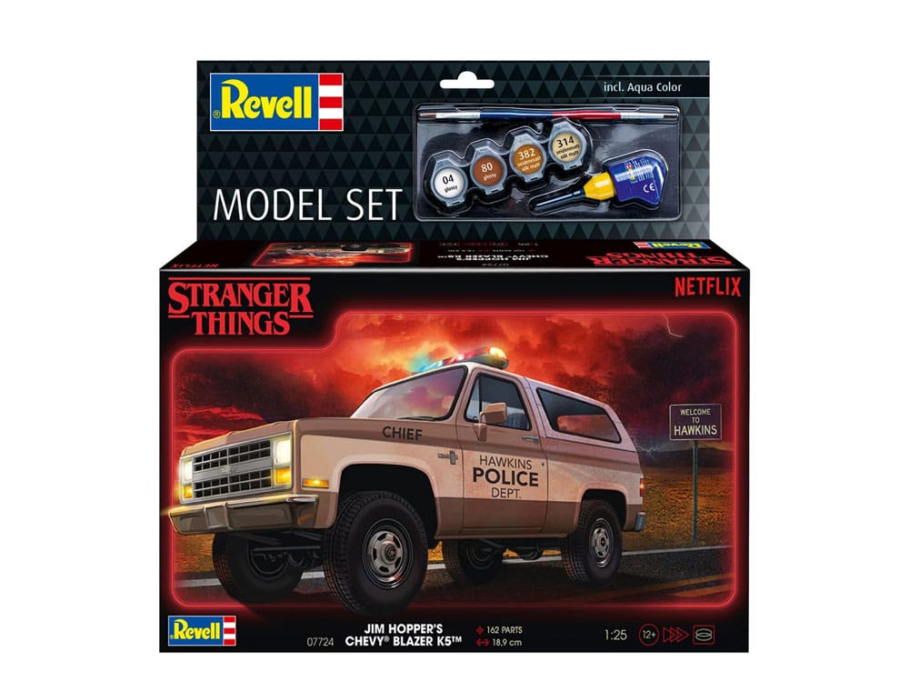 Stranger Things kit complet maquette 1/25 1985 Chevrolet K5 Blazer (Aqua Color) 19 cm