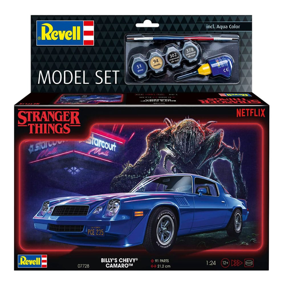Stranger Things kit complet maquette 1/25 Chevy Camaro Z/28 (Aqua Color) 19 cm