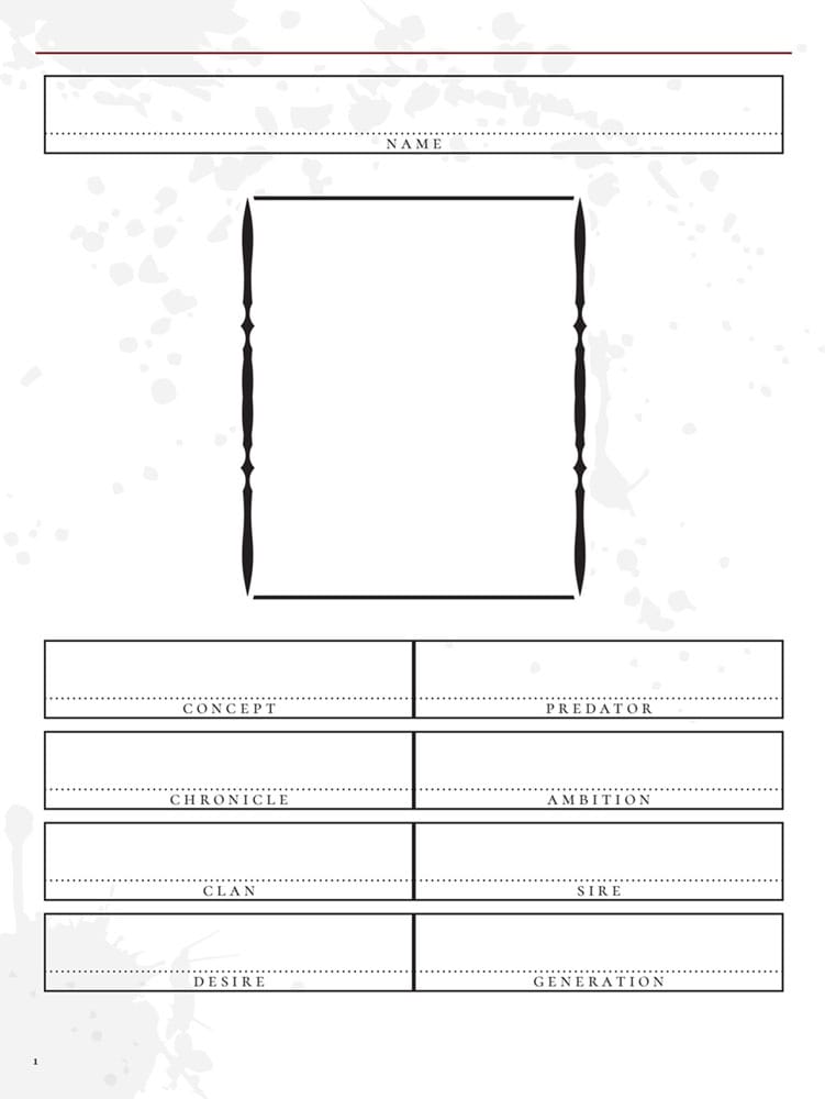 Vampire: The Masquerade 5th Edition RPG JournalExpanded Character Sheet Journal *ANGLAIS*