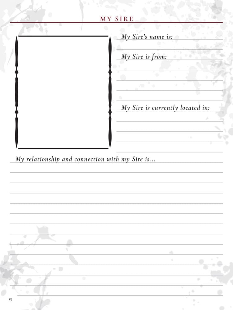 Vampire: The Masquerade 5th Edition RPG JournalExpanded Character Sheet Journal *ANGLAIS*