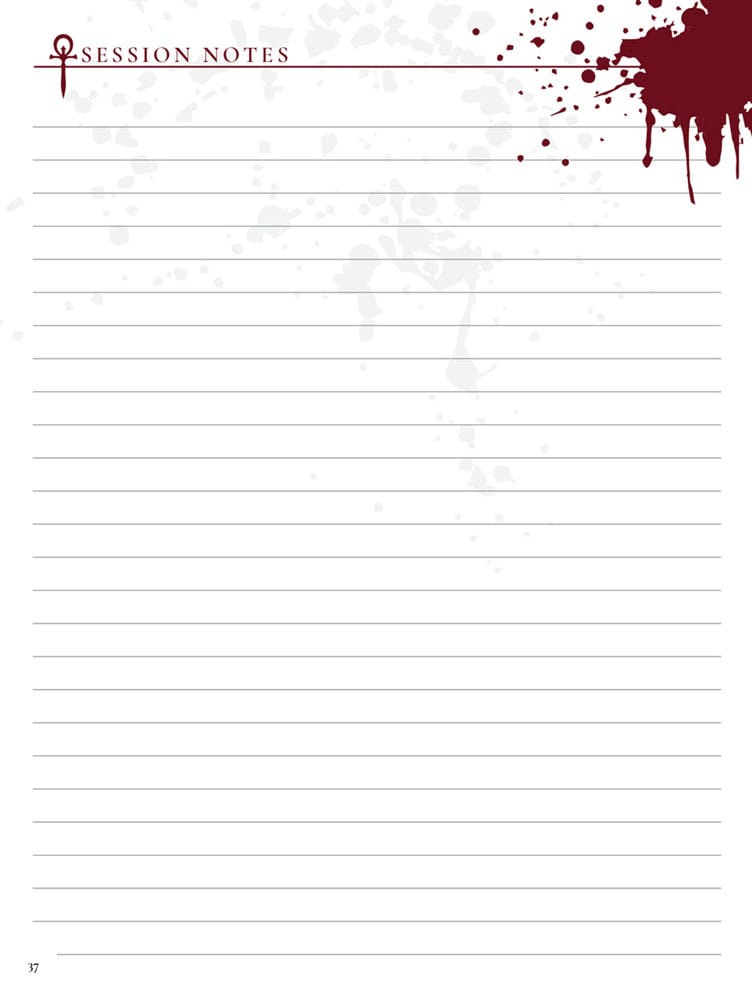 Vampire: The Masquerade 5th Edition RPG JournalExpanded Character Sheet Journal *ANGLAIS*
