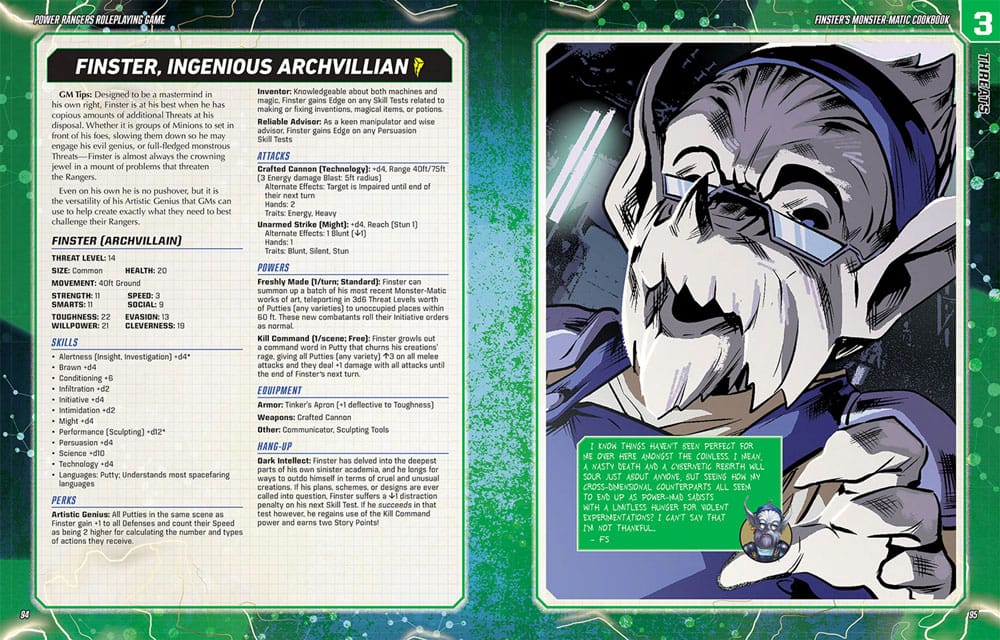 Power Rangers RPG livre Finster's Monster-Matic Cookbook Sourcebook *ANGLAIS*