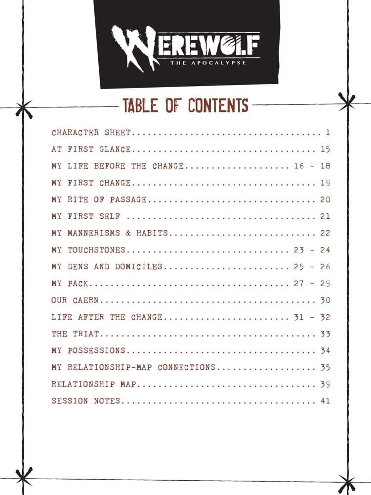 Werewolf: The Apocalypse 5th Edition RPG JournalExpanded Character Sheet Journal *ANGLAIS*