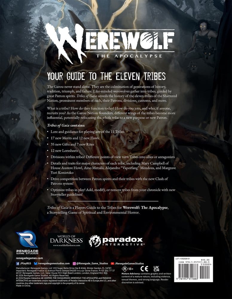 Werewolf: The Apocalypse 5th Edition livre de JDR Tribes of Gaia *ANGLAIS*
