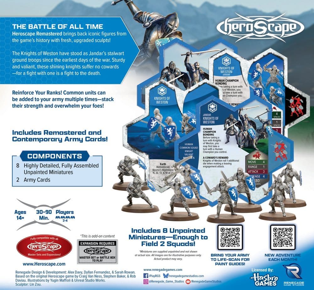 Heroscape Jeu de Plateau Extension d'Armée Knights of Weston Remastered *ANGLAIS*