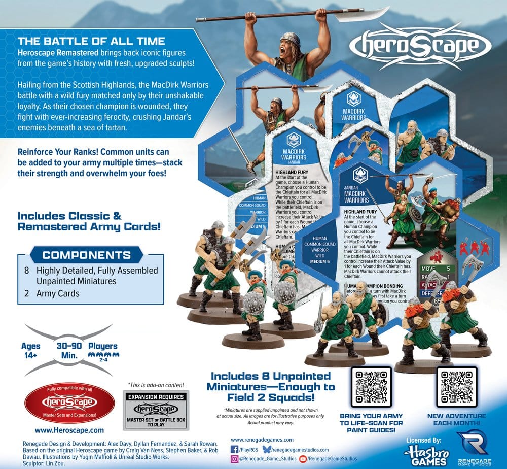 Heroscape Jeu de Plateau Extension d'Armée MacDirk Warriors Remastered *ANGLAIS*