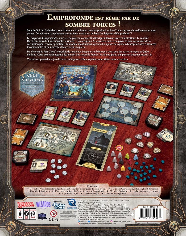 Dungeons & Dragons jeu de plateau Lords of Waterdeep: Scoundrels of Skullport extension *FRANCAIS*