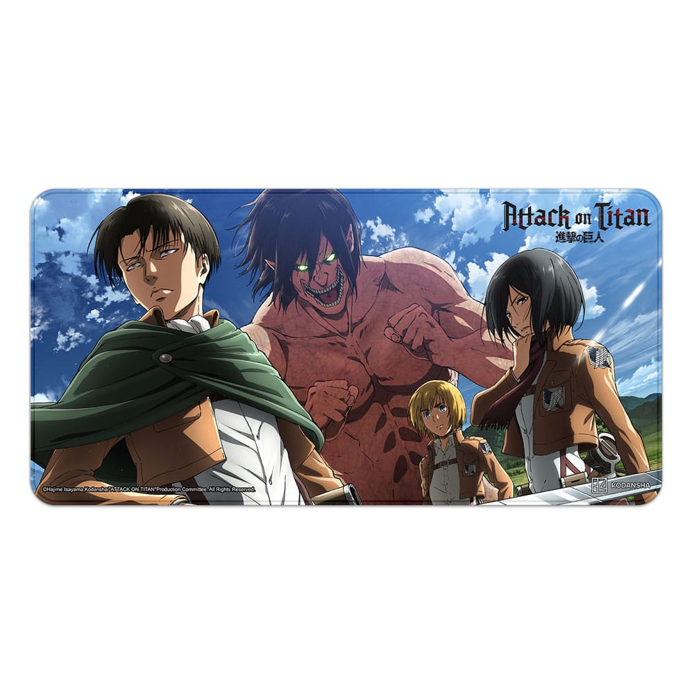 Attack on Titan XXL tapis de souris Eren, Mikasa, Armin, Levi