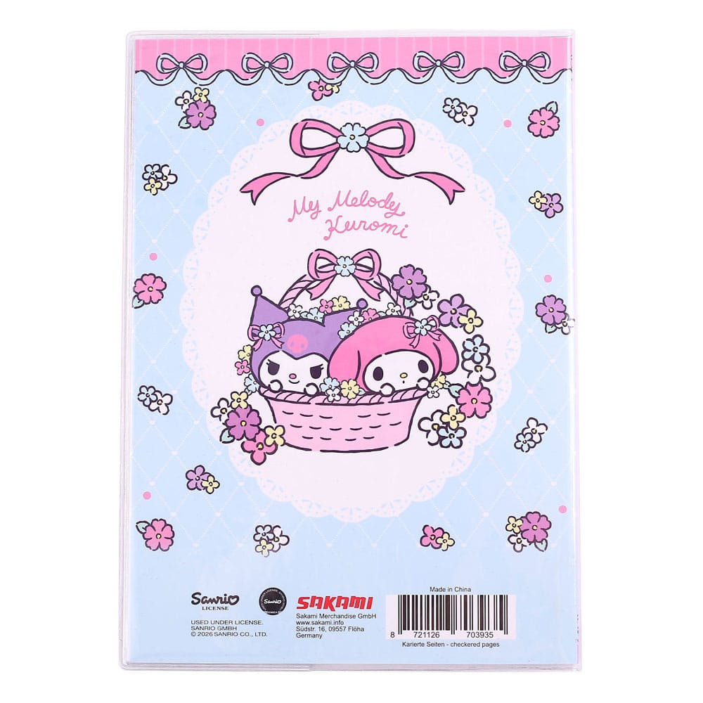 Sanrio carnet Kuromi & My Melody Pastel Flower Holographic Checkered
