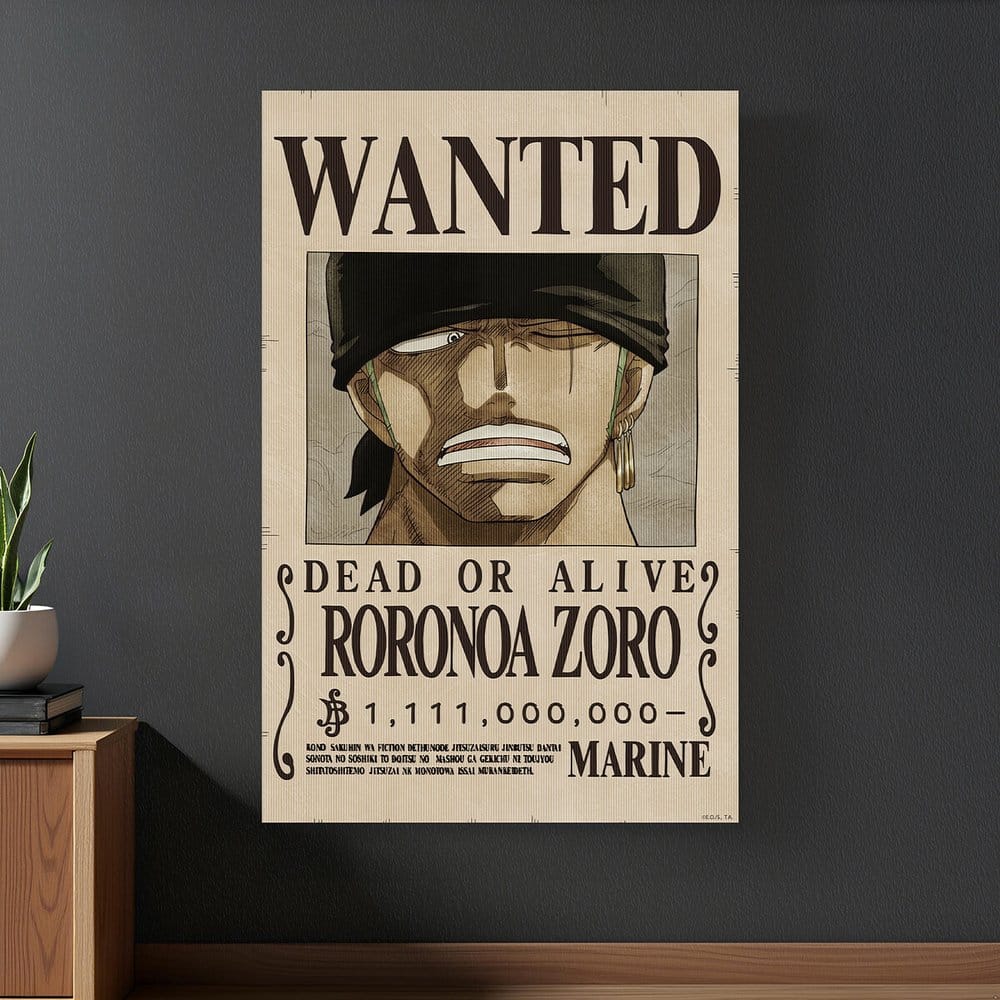 One Piece Poster 3D Wanted Roronoa Zoro 38 x 58 cm