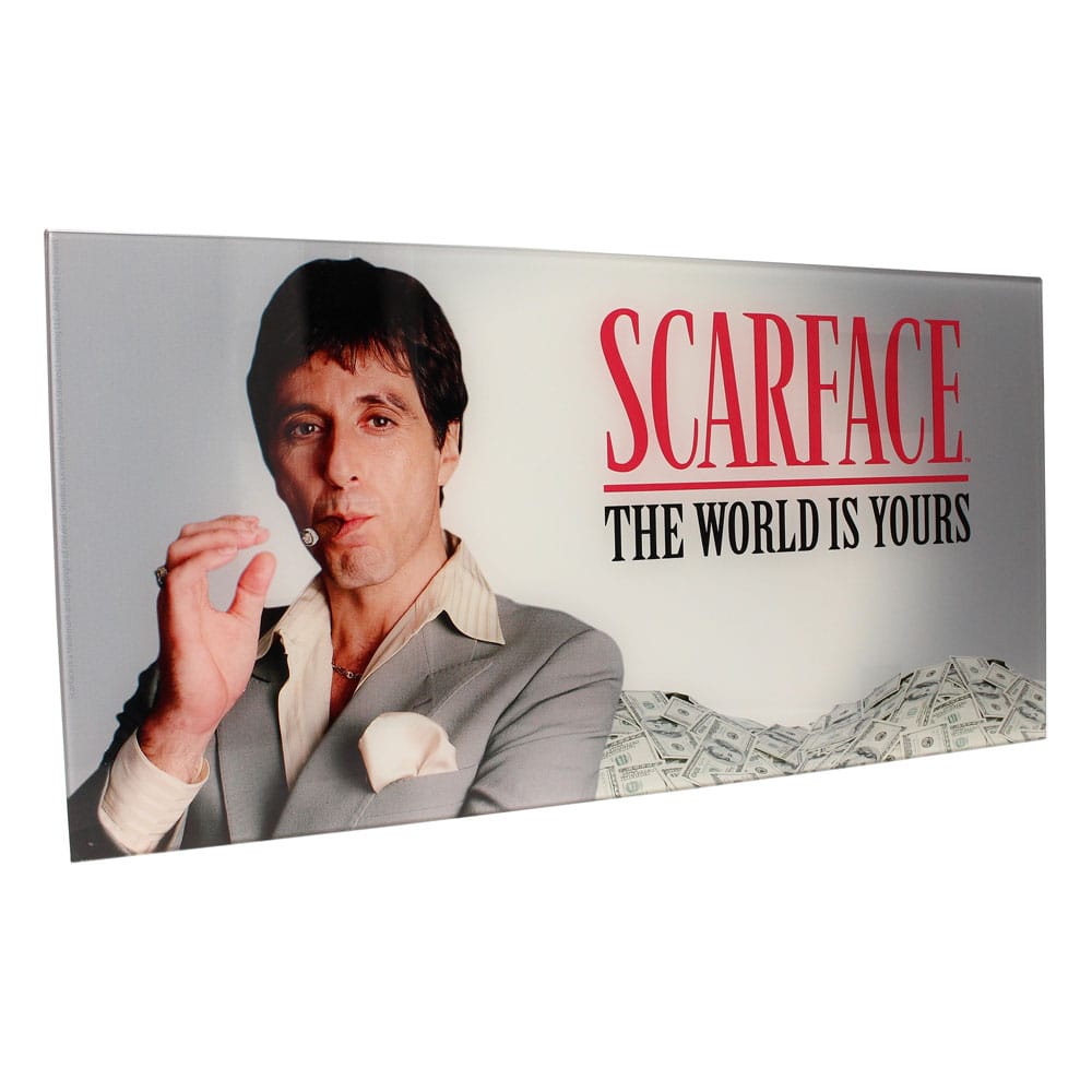 Scarface Affiche en verre The World Is Yours (Grey Background) 60 x 30 cm