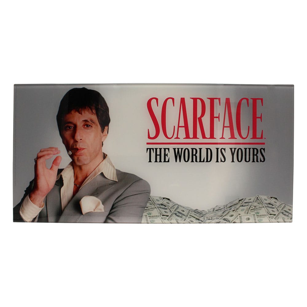 Scarface Affiche en verre The World Is Yours (Grey Background) 60 x 30 cm