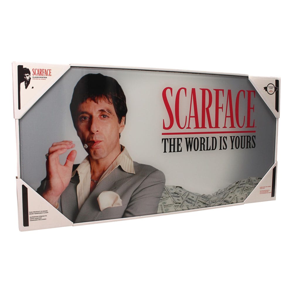 Scarface Affiche en verre The World Is Yours (Grey Background) 60 x 30 cm