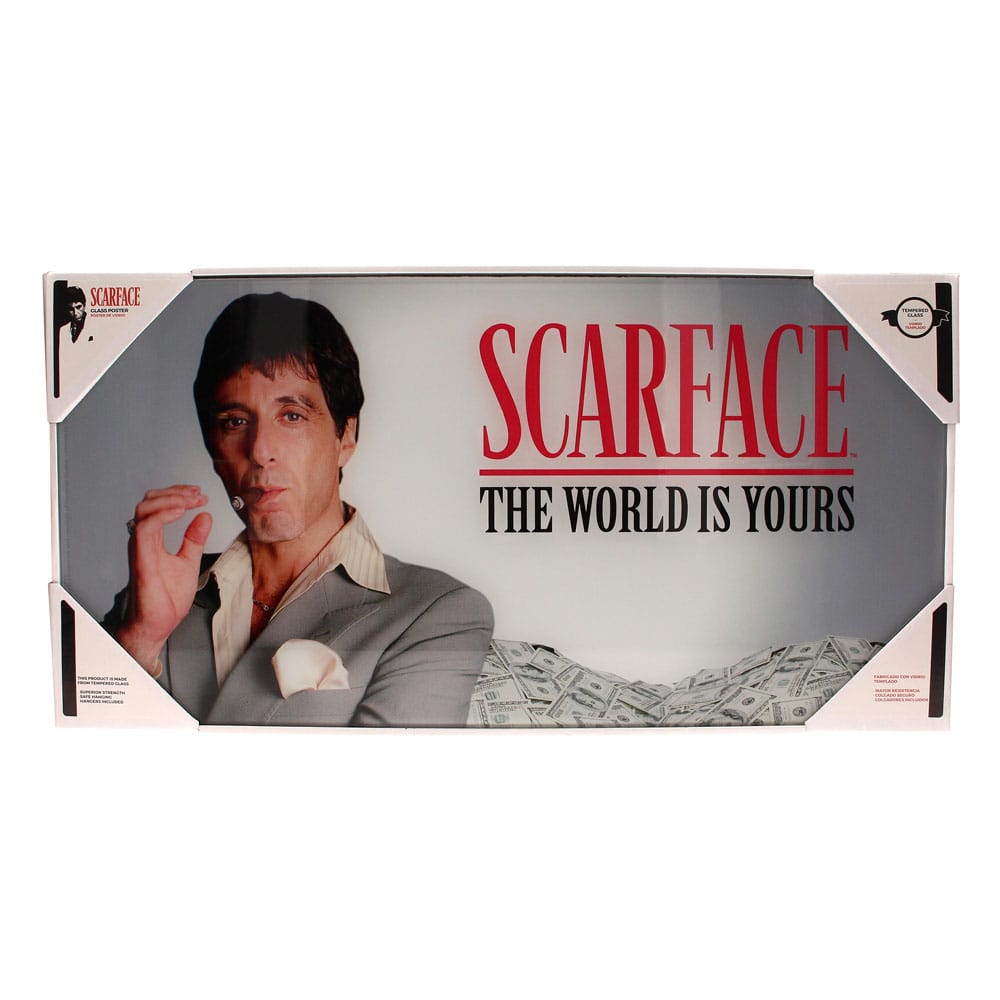 Scarface Affiche en verre The World Is Yours (Grey Background) 60 x 30 cm