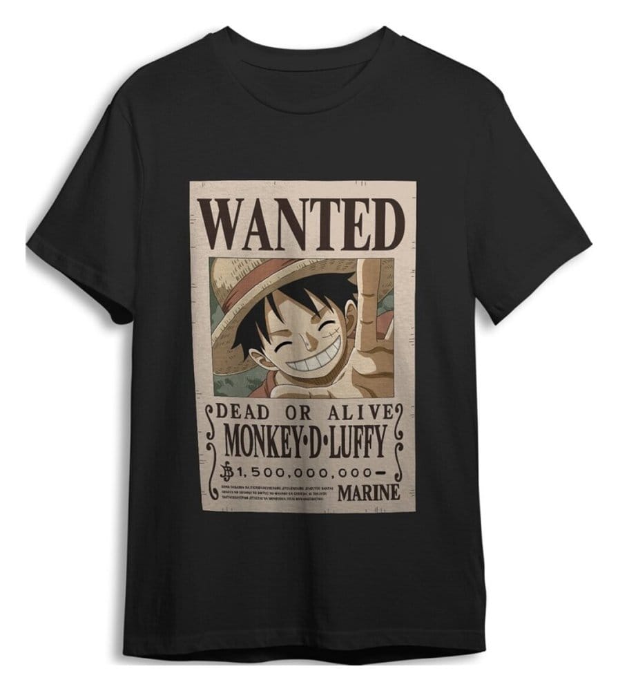 One Piece T-Shirt Monkey D. Luffy Wanted Noir (S)