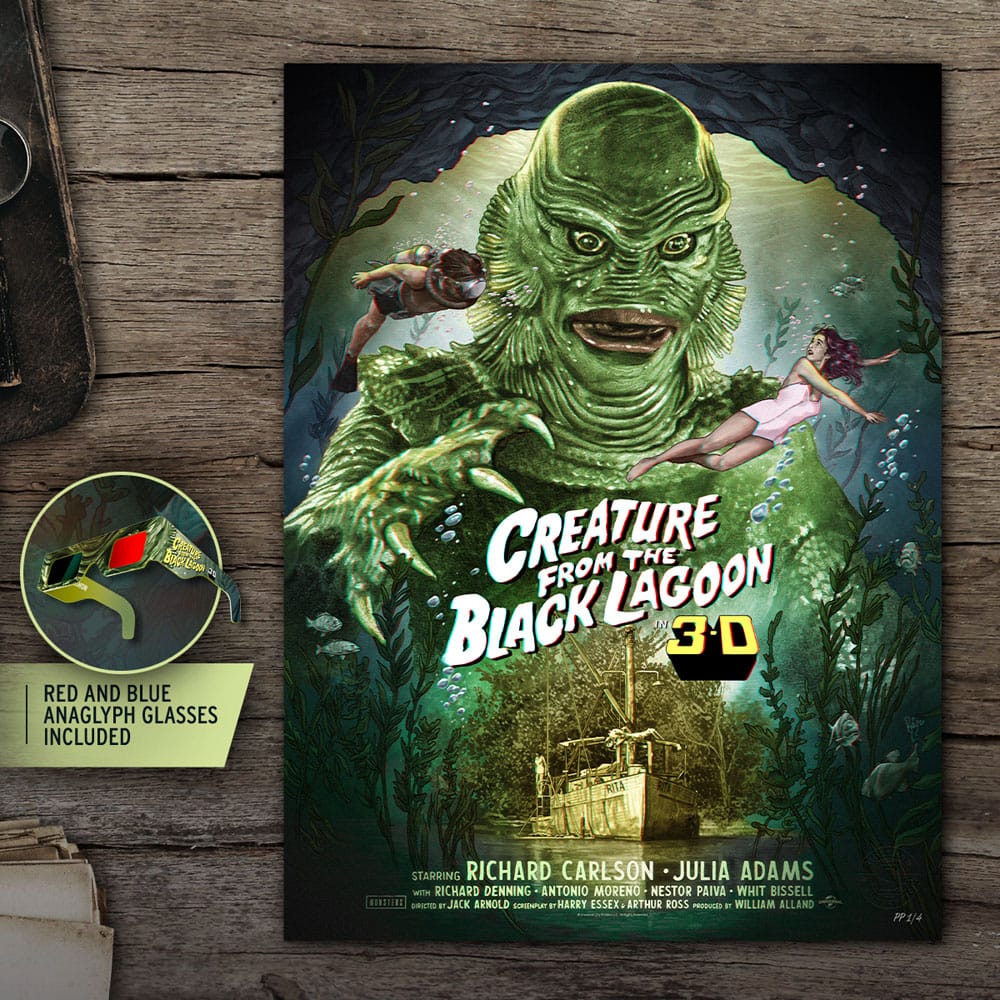 L'Étrange Créature du lac noir impression Art Print Creature from the Black Lagoon (3D Variant) by Ruiz Burgos 61 x 46 cm - non encadrée