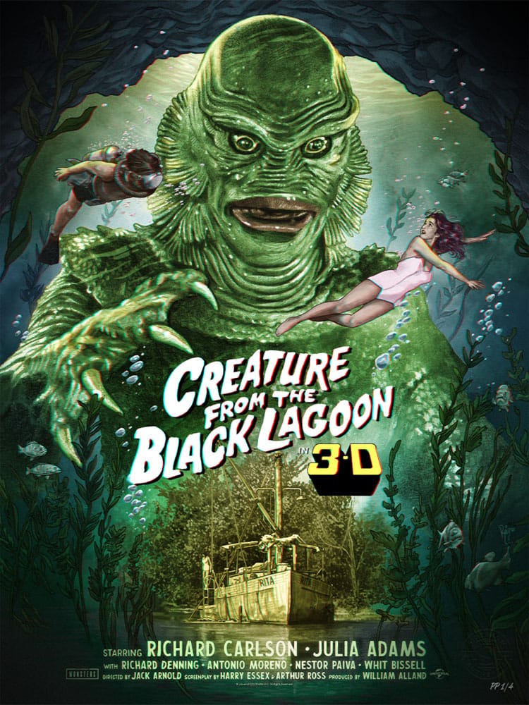 L'Étrange Créature du lac noir impression Art Print Creature from the Black Lagoon (3D Variant) by Ruiz Burgos 61 x 46 cm - non encadrée