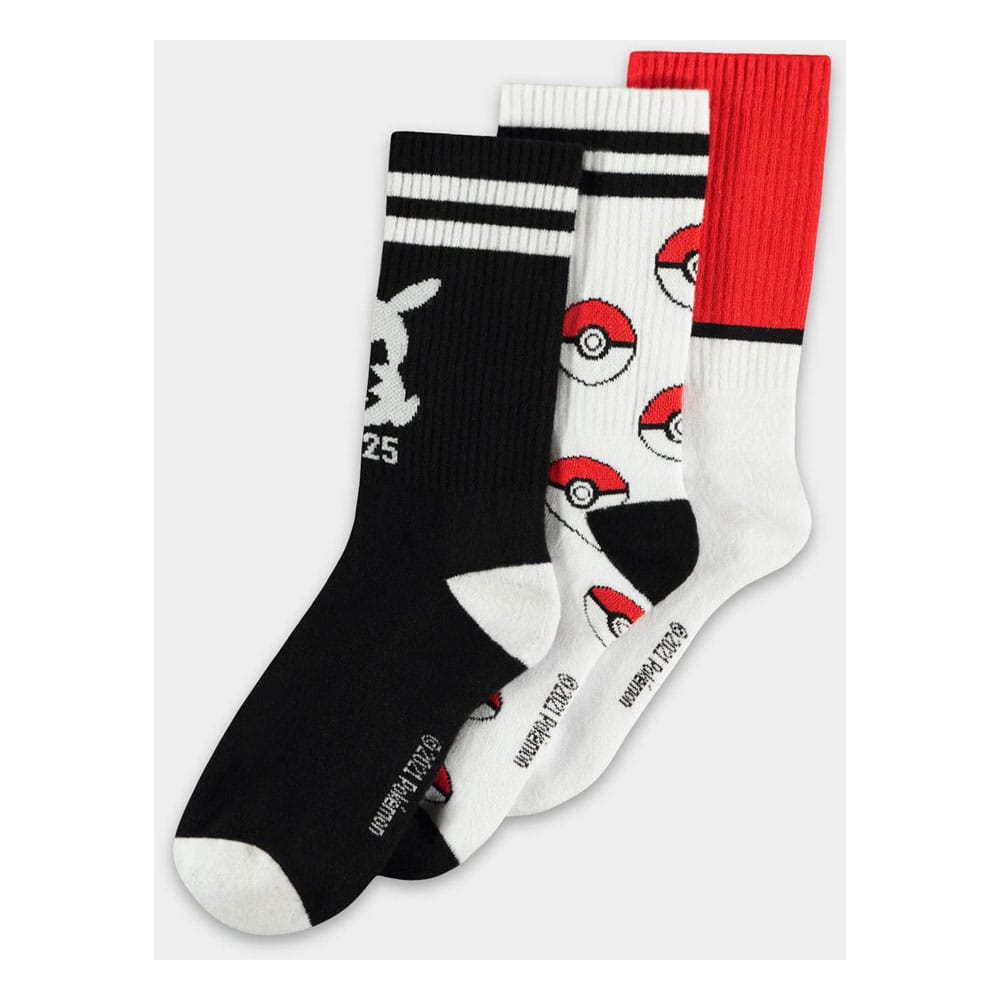 Pokémon pack 3 paires de chaussettes Pikachu Pokeball 39-42