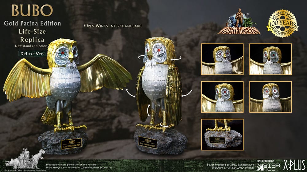 Le Choc des Titans statuette Ray Harryhausens Bubo Gold Patina Edition Deluxe Ver. 34 cm