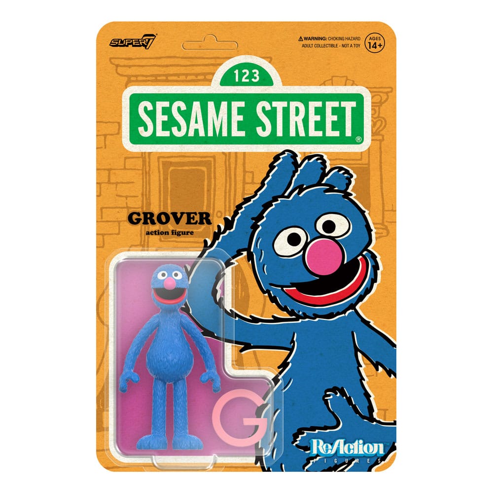 1, Rue Sésame figurine ReAction Wave 05 Grover 10 cm