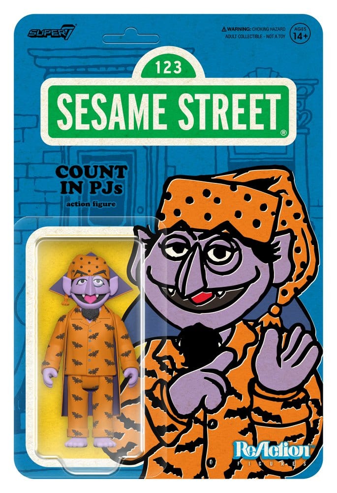1, Rue Sésame figurine ReAction Wave 06 Count Von Count (PJs) 10 cm