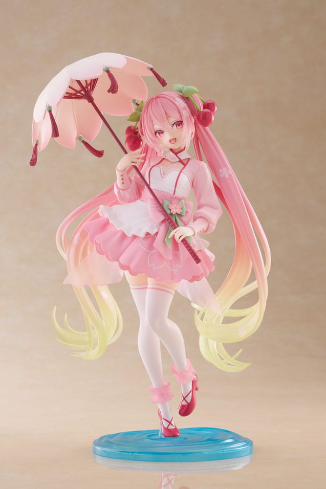 Hatsune Miku AMP statuette PVC Newley Written Sakura Miku Sakura Dress Ver. 21 cm
