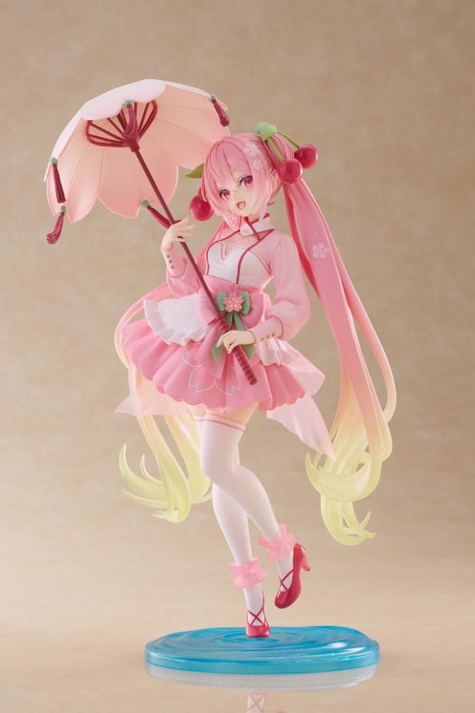 Hatsune Miku AMP statuette PVC Newley Written Sakura Miku Sakura Dress Ver. 21 cm