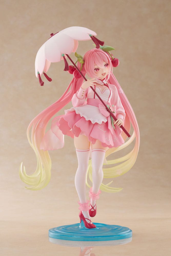 Hatsune Miku AMP statuette PVC Newley Written Sakura Miku Sakura Dress Ver. 21 cm
