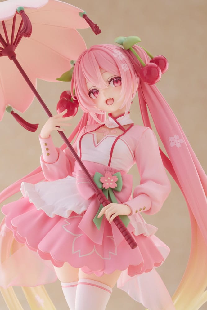 Hatsune Miku AMP statuette PVC Newley Written Sakura Miku Sakura Dress Ver. 21 cm