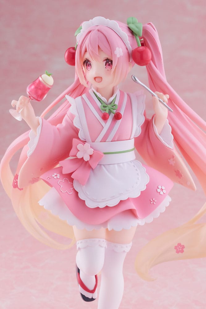 Hatsune Miku statuette PVC Newley Written Sakura Miku Japanese Cafe Ver. Reissue 18 cm