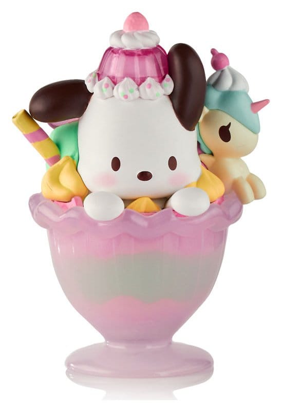 Hello Kitty & Friends Window Box figurine Fast Food Pochacco Pink Unicorn Sundae 9 cm