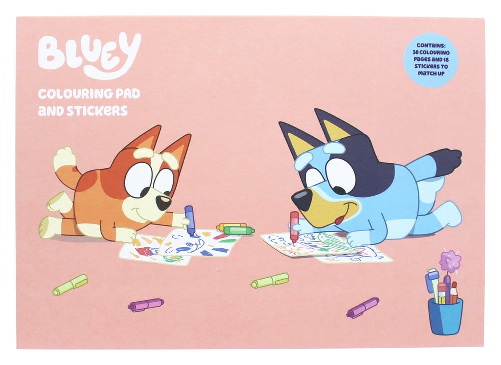Bluey Livre de coloriage A4 & Set d'autocollants