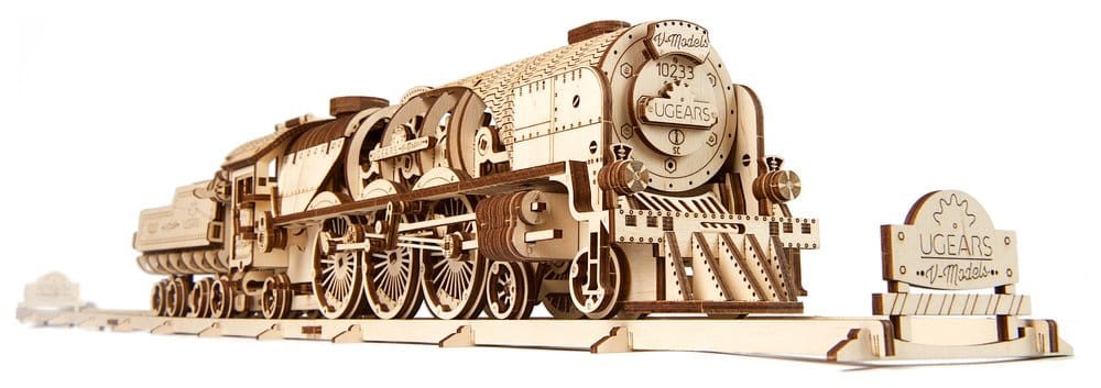 Ugears maquette en bois Train à vapeur V-Express avec tender