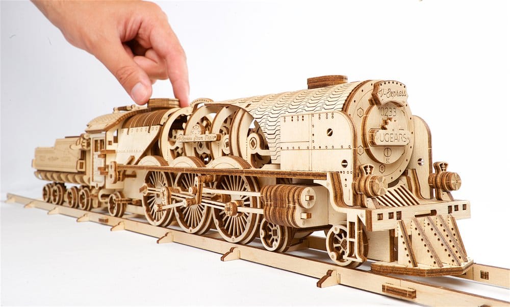 Ugears maquette en bois Train à vapeur V-Express avec tender