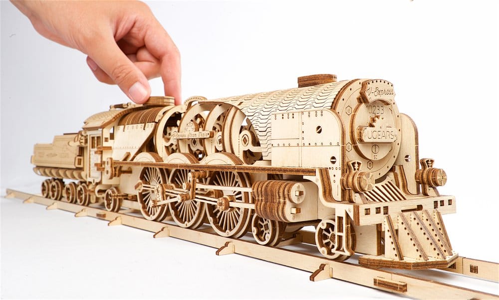 Ugears maquette en bois Train à vapeur V-Express avec tender